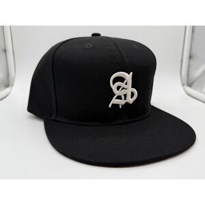 Ananke A0099 Baseball Cap Black Embroidered Snapback Hat Flat Brim One Size New